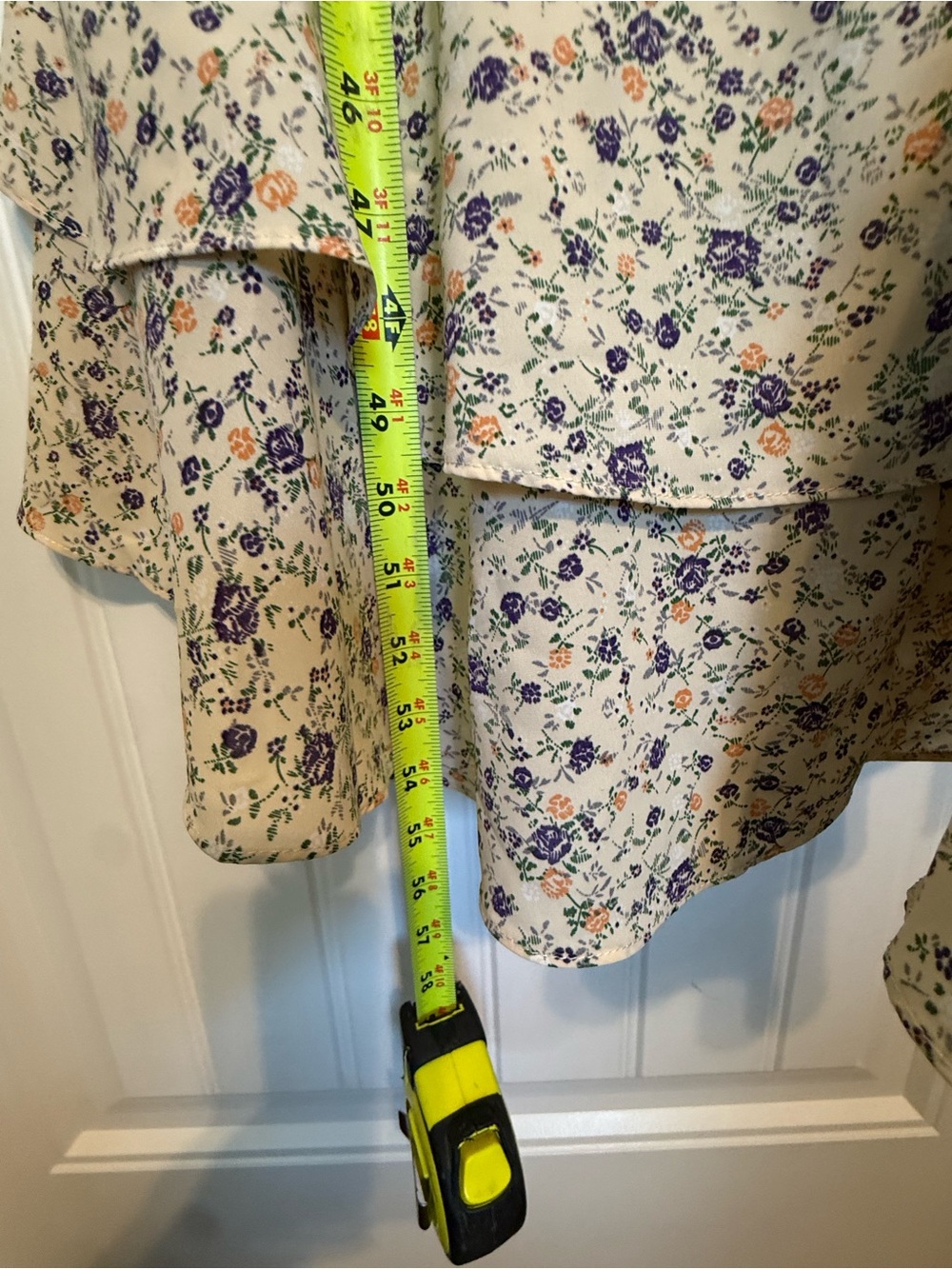 Beige Floral Smocked Midi Dress - Picture 9 of 9